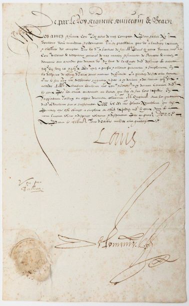 BÉARN. 1614. PAU. Mandate from King LOUIS...