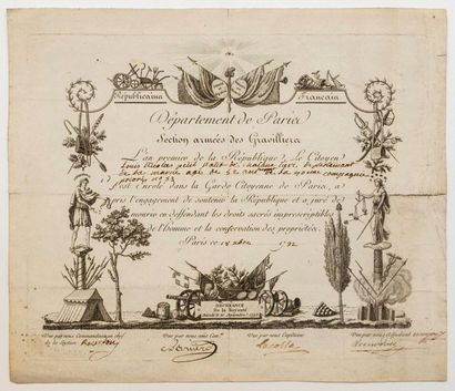 PARIS, ARMED GRAVEL SECTION. Enlistment certificate...