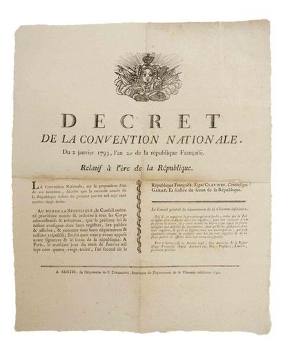 CREATION OF THE REPUBLICAN CALENDAR. CHARENTE...