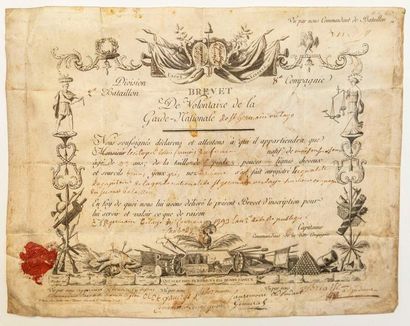 YVELINES 1793. Patent of Volunteer of the...