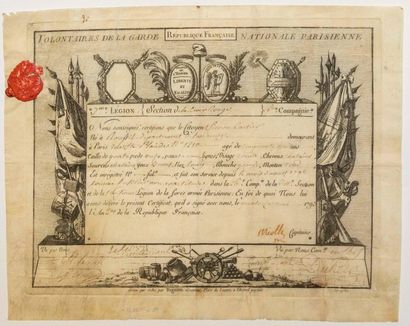 Volunteer certificate of the GARDE NATIONALE...