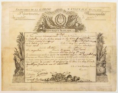Volunteer certificate in the GARDE NATIONALE...