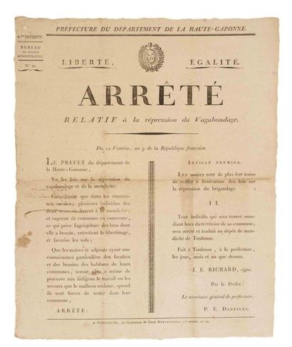 HAUTE-GARONNE - Order of J. É. RICHARD Préfet,...