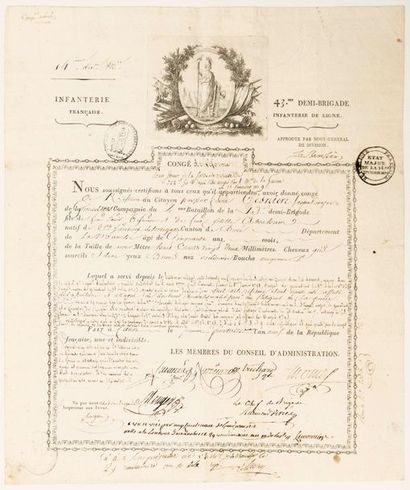 VINEYARD. CALVADOS. Leave signed by Major...