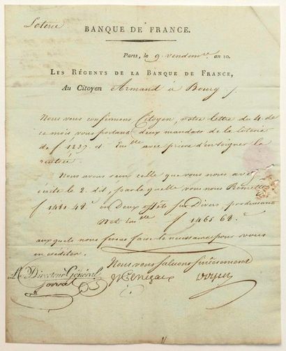 BANQUE DE FRANCE. 1801. LOTERIE.
PERREGAUX...