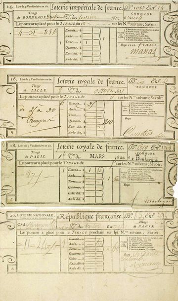 4 LOTERIE TICKETS (1803 to 1831): 