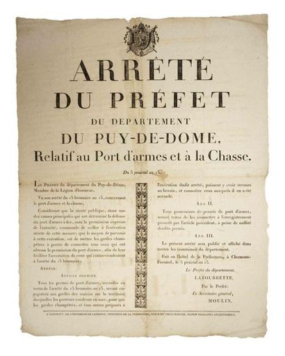 PUY-DE-DÔME. EMPIRE - 2 PRINTED PLACARDS...