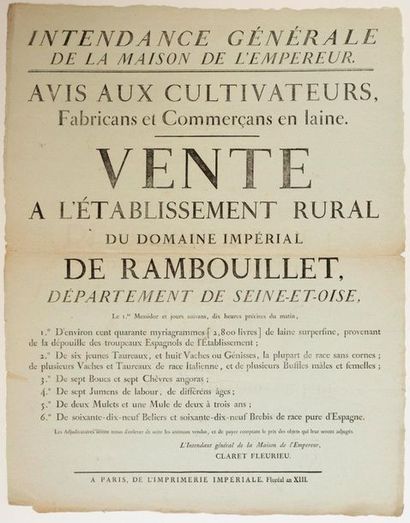 IMPERIAL DOMAIN OF RAMBOUILLET (78). 1805....