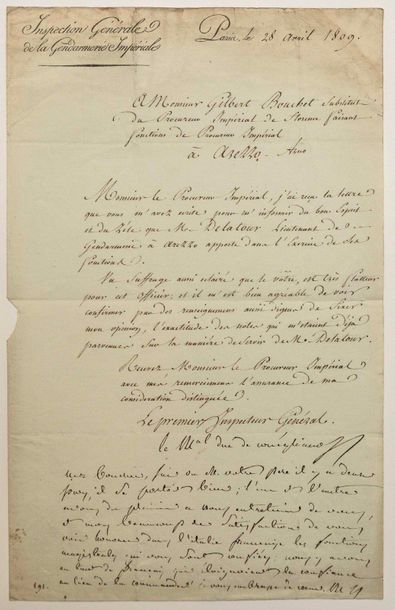 EMPIRE. 1809. Marshal MONCEY, Duke of CONEGLIANO.
Private...