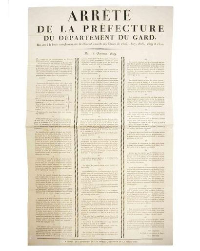GARD. 1809. LARGE ARMS. Order of the Prefecture...