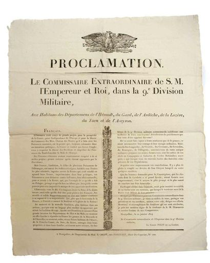 EMPIRE. PROCLAMATION OF Count PELET DE LA...