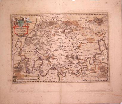 17th century map PARIS & L'ILE DE FRANCE....