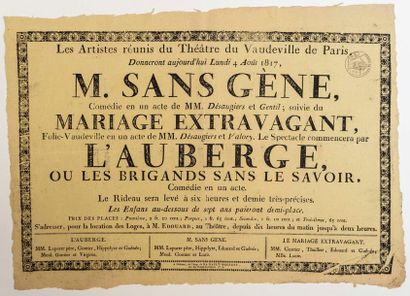 ORLEANS THEATER. Poster of the 1817 performance:...