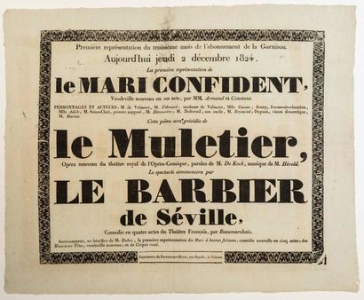 ORLEANS THEATER. 1824. THE SEVILLE BARBIER...