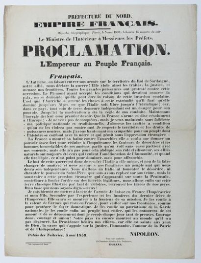 NAPOLÉON III. 1859
«PROCLAMATION. L'Empereur...