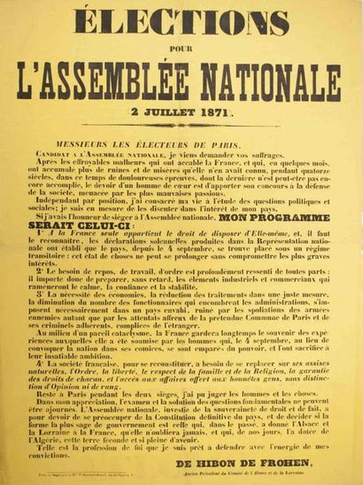 ALSACE-LORRAINE 1871. PARIS: Affiche pour...