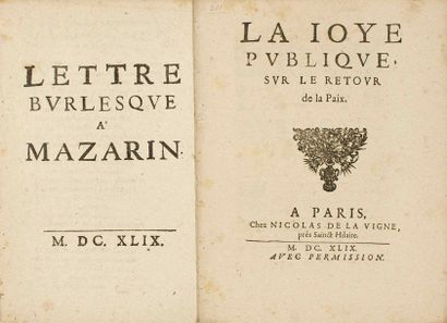 MAZARINADE. 2 Pamphlets against MAZARIN,...