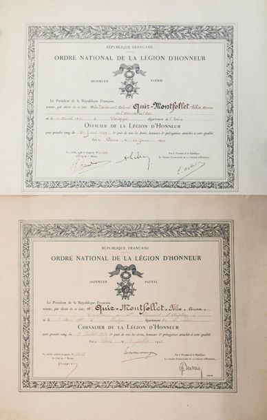 AVIATION. 2 Diplomas of the LEGION OF HONOUR...