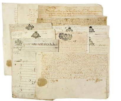 (ATLANTIC LAW) RETZ DUCHY. Set of 14 PARCHMENTS...