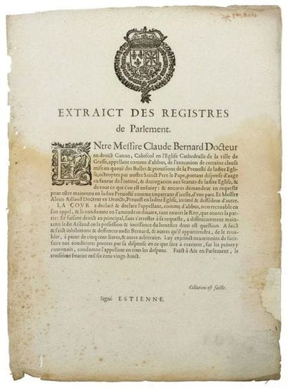 FAT (06). 1628. PARLIAMENT OF PROVENCE. Extract...