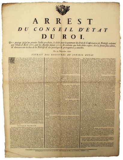 GIRONDE. 1773. CONFIRMATION OF NOBLESSE....