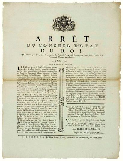 GUIENNE. MARITIME CUSTOMS. 1779. FREIGHT...