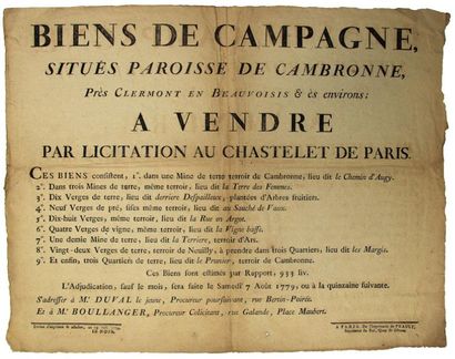 1779. (BIRDIE) CAMBER THE CLERMONT. PARIS....