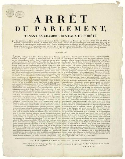 BOUCHES-DU-RHÔNE & VAR. 1782. WATER & FORESTS....