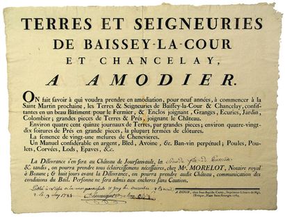 - GOLDEN COAST. 1784. LAND AND LAND OF BAISSEY-LA-COURT...