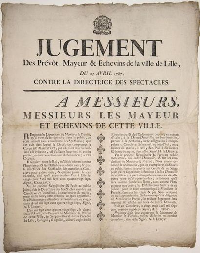 LILLE (NORTH) 1787. CENSURE. Cupboard (52...