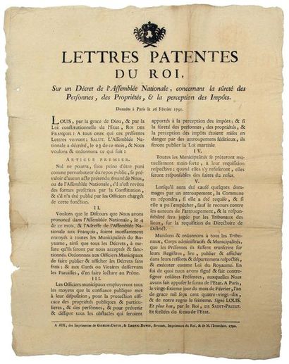 - REVOLUTION. 1790. SECURITY OF PERSONS &...