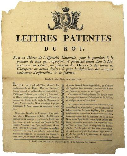 PAU (64). 1790. REVOLUTION. INSURRECTION...