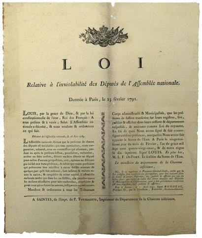 REVOLUTION. 1791. CHARENTE MARITIME. 