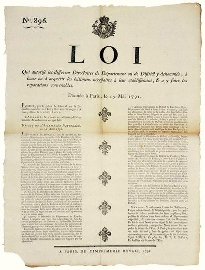 REVOLUTION. 1791. ESTABLISHMENT OF THE DEPARTMENTAL...