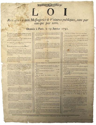 SEINE & OISE. 1791. RIGHTS & MESSAGE RATES....