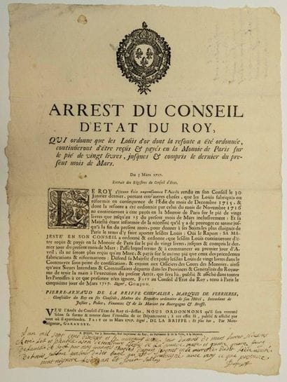 CURRENCY. 1717. BURGUNDY & BRESSE; REMELTING...