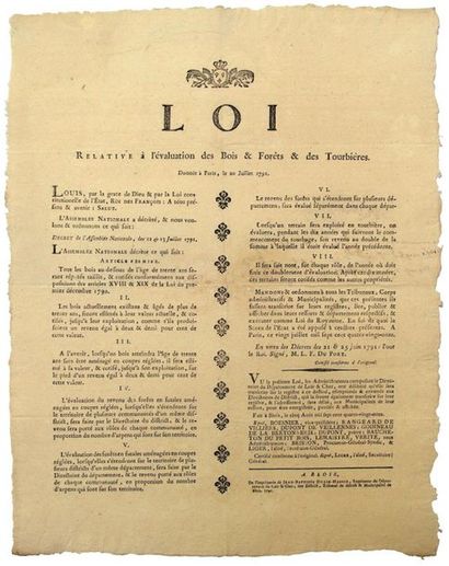 REVOLUTION. 1791. LOIR-ET-CHER. Law relating...