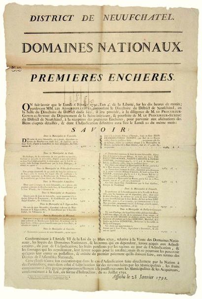 - SEINE MARITIME. 1792. District of NEUFCHÂTEL...