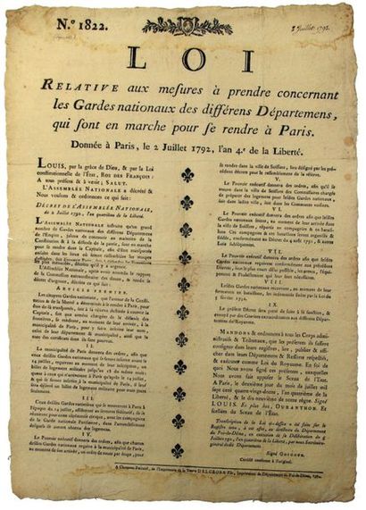 WALKS ON PARIS. 1792. DEFENSE OF THE FATHERLAND....