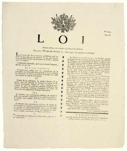 DANTON. 1792. CHARENTE. REQUISITION OF BELLS....