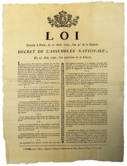 ARDENNES. 10TH AUGUST 1792. DANTON. Arrest...