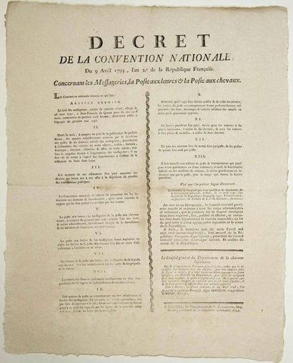 POST & COURIER. 1793. Decree of the National...