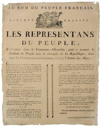 AN 2. (LYON REVOLT). COLLOT-D'HERBOIS, FOUCHÉ,...