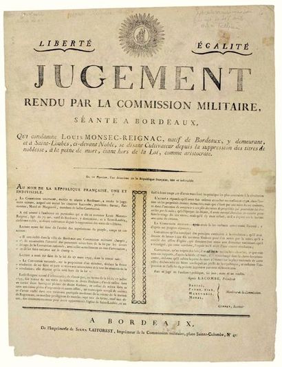 AN 2. GIRONDE. JUDGMENT delivered by the...