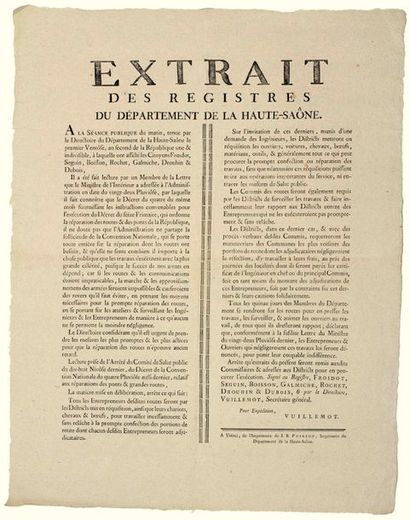 AN 2. HAUTE-SAÔNE. Extract from the Registers...