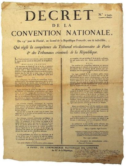 PARIS. 1794. Decree of the National Convention,...