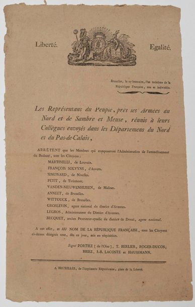 BELGIUM. BRUSSELS, 27 Brumaire Year 3 (17...