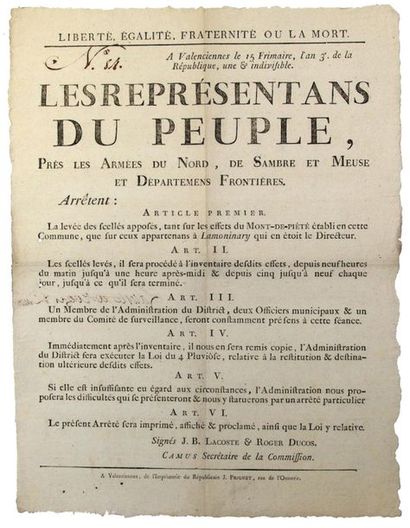 VALENCIENNES (59), 15 Frimaire year 3 (5...