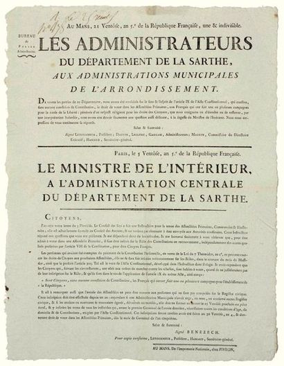 AN 5. SARTHE (RIGHT TO VOTE). Letter from...