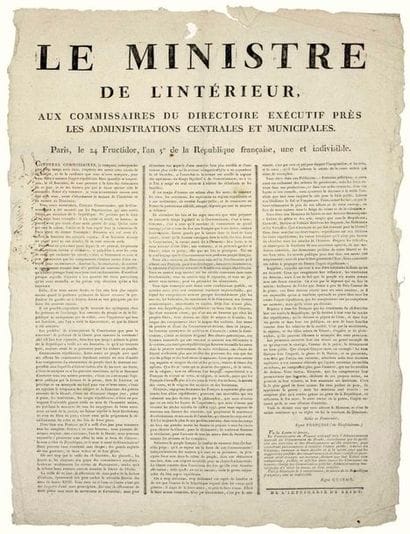 AN 5. (DOUBTS). Letter from FRANÇOIS DE NEUFCHÂTEAU...